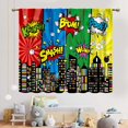 thumbnail image 3 of Super City Hero Curtain, Comic Style Cityscape Skyline Buildings Cartoon Window Curtains for Boys Kids Teens Baby Room Bedroom Living Nursery 2 Panel Sets, 52"x84" Inch, 3 of 5