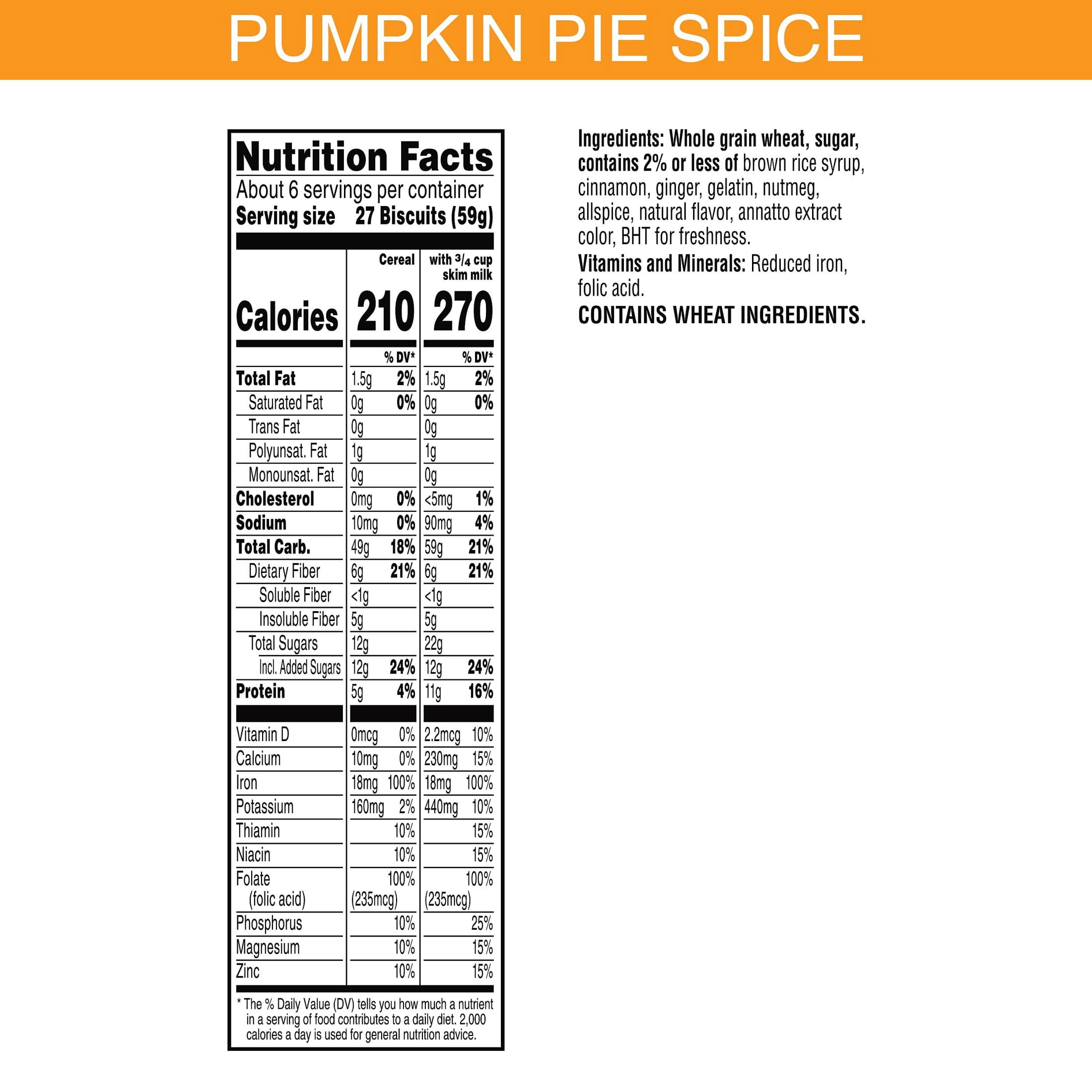 Kellogg's Frosted Mini Wheats Breakfast Cereal, Fiber Cereal, Kids Snacks, Pumpkin Pie Spice, 14.3oz Box (1 Box)