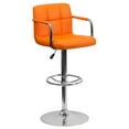 thumbnail image 3 of Emma + Oliver Orange Quilted Vinyl Adjustable Height Barstool with Arms, 3 of 13