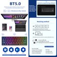 thumbnail image 4 of Seitruly Home Laptop 61-Key Cyan Keyboard Gaming Cable desmontable Mini teclado compatible con Bluetooth Suministros de computadora recargables Juegos de teclado y mouse para computadora Blanco, 4 of 8