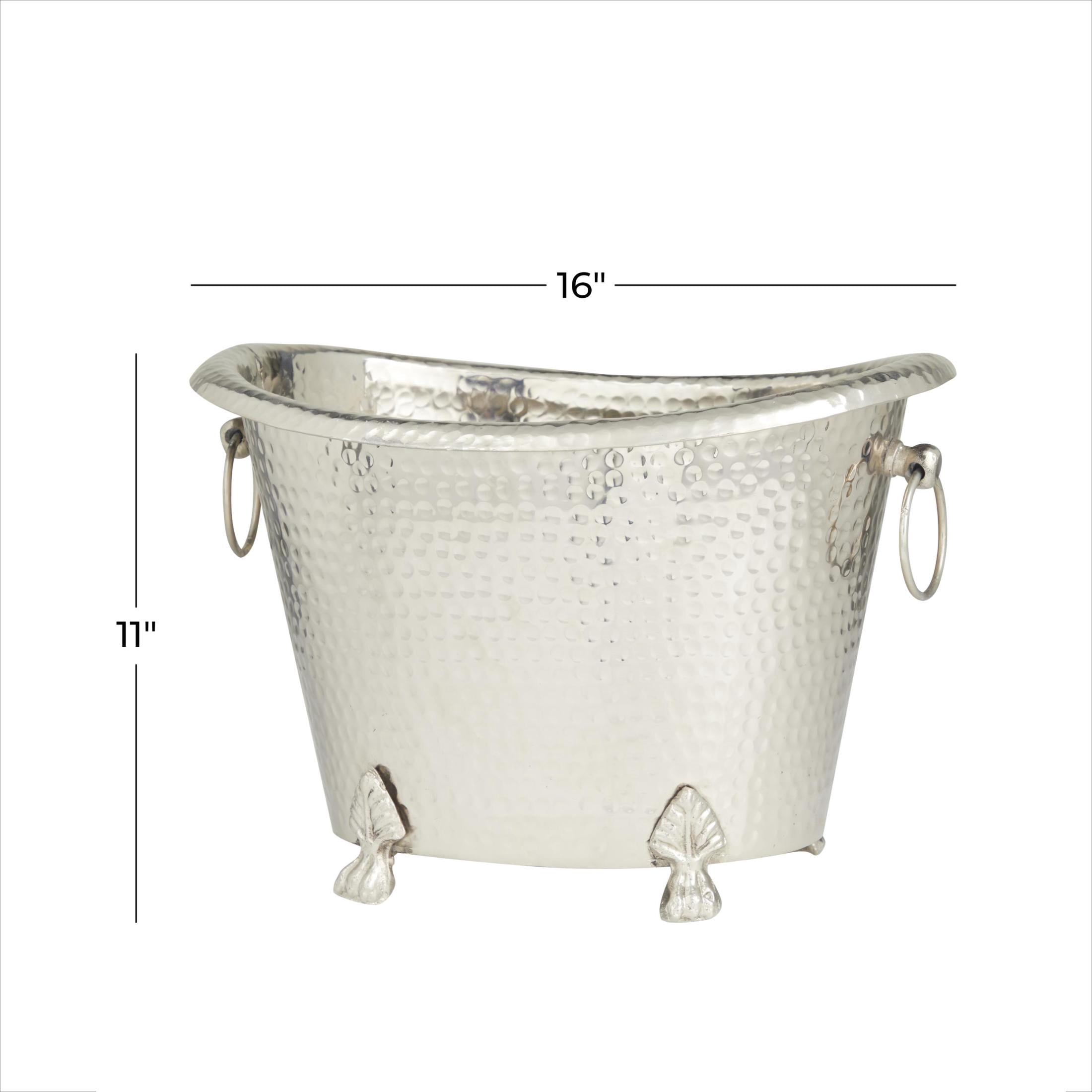 DecMode Oval Aluminum Metal 6 Bottle Silver Ice Bucket