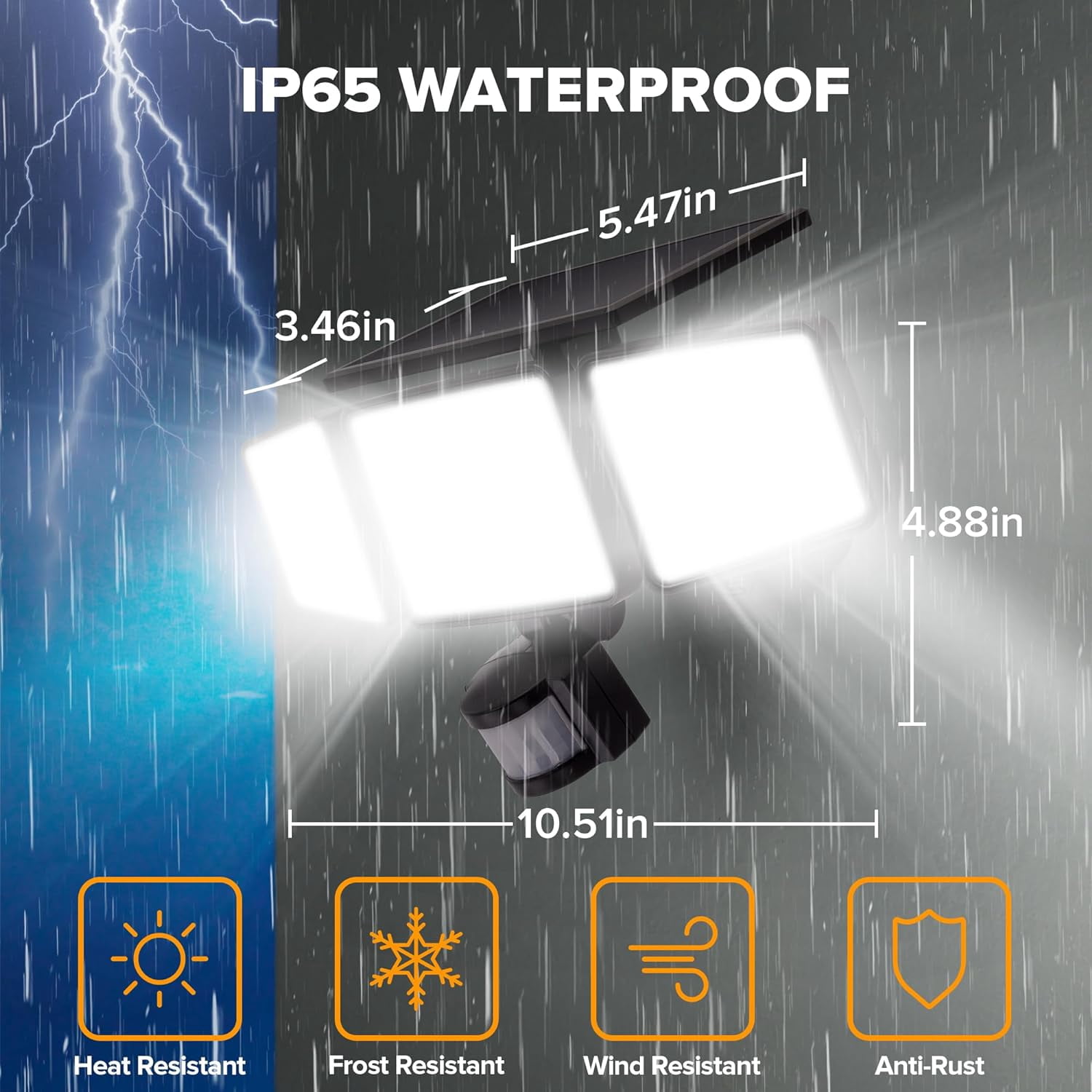 UME 2 Pack Solar Flood Light, 302 LED 3000LM Motion Detectors Light, 3 Modes for Patio Garage Yard, IP65 Waterproof