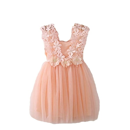 

Little Toddler Girl Lace Floral Sleeveless Tulle Tutu Princess Formal Party Dress
