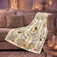 thumbnail image 6 of Vintage-Inspired Bumblebee Wildflower Botanical Pattern, Cozy Friendship Quote Scene, Warm Flannel Blanket for Living Room and Reading Nook, Art Lovers Friendship Gift, Artistic Home Decor, 6 of 9