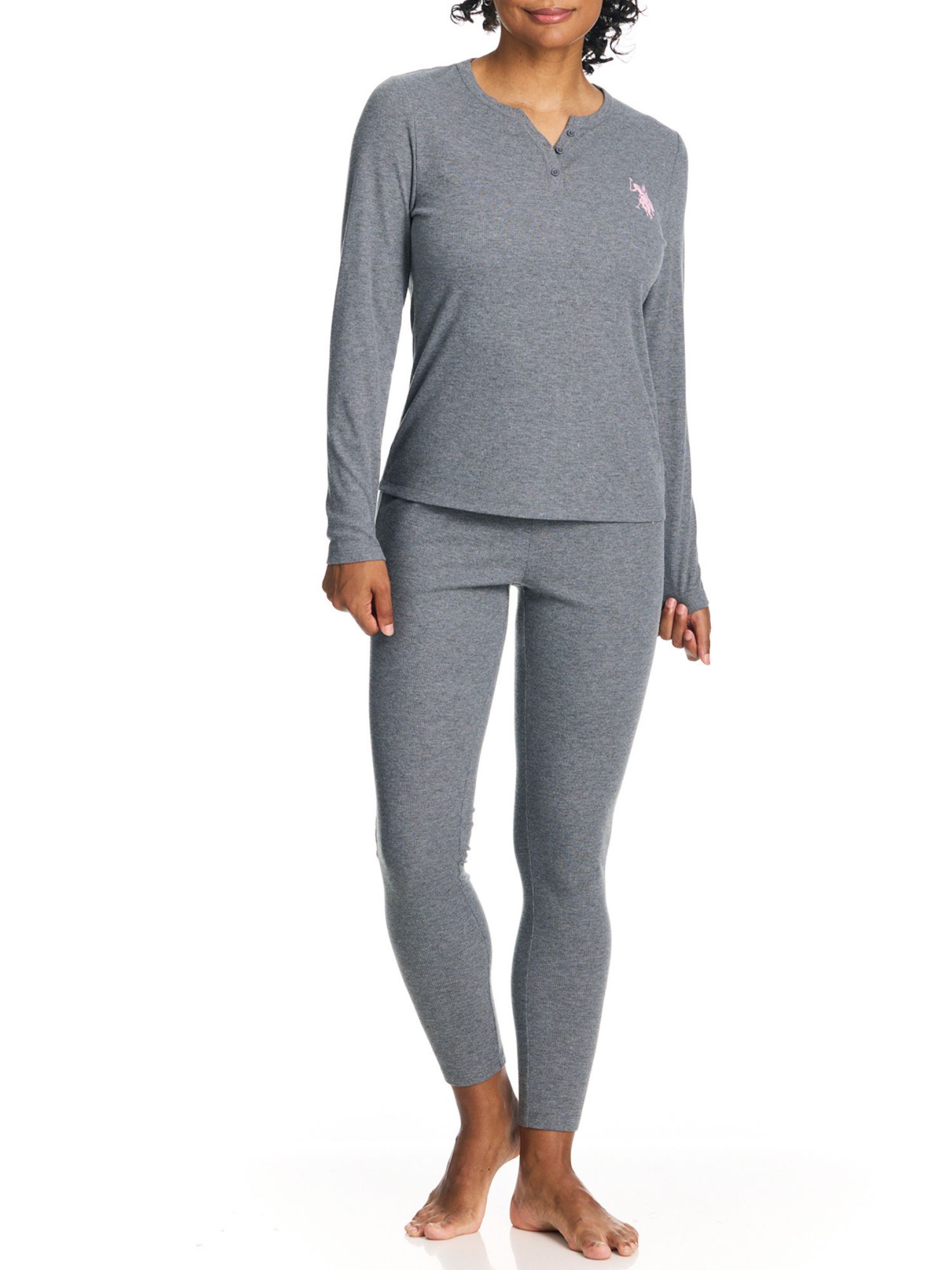 U.S. Polo Assn. Women's Ribbed Henley Thermal Set photo 1