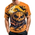 thumbnail image 3 of Halloween Shirts for Men Short Sleeve Round Neck Pumpkin Bat Print Pullovers Causal Loose Funny Tees, 3XL, 3 of 7