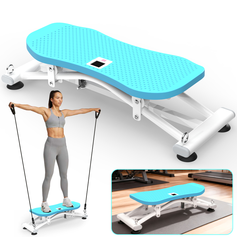 Pawverly Indoor Ski Simulator Trainer with Resistance Bands, Sliding Balance Board Cardio Exercise Machine with LCD Monitor & Non-Slip Base for Full Body Workout, Home Gym Fitness Equipment