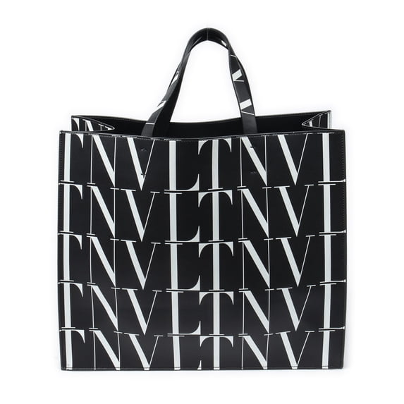 Pre-Owned Valentino Black/White Large VLTN Times Tote Shoulder Bag