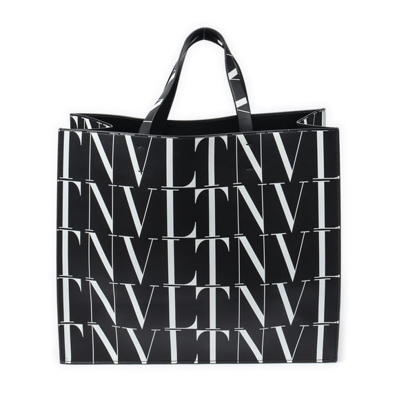 Pre-Owned Valentino Black/White Large VLTN Times Tote Shoulder Bag