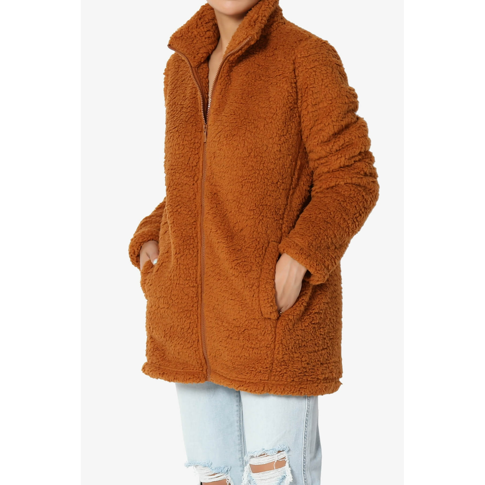 Fluffy zip up teddy coat sale