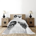 thumbnail image 3 of Ambesonne Black White Quilted Coverlet 2 Pcs, Funny Skull Band, Twin Size, Black White, 3 of 5