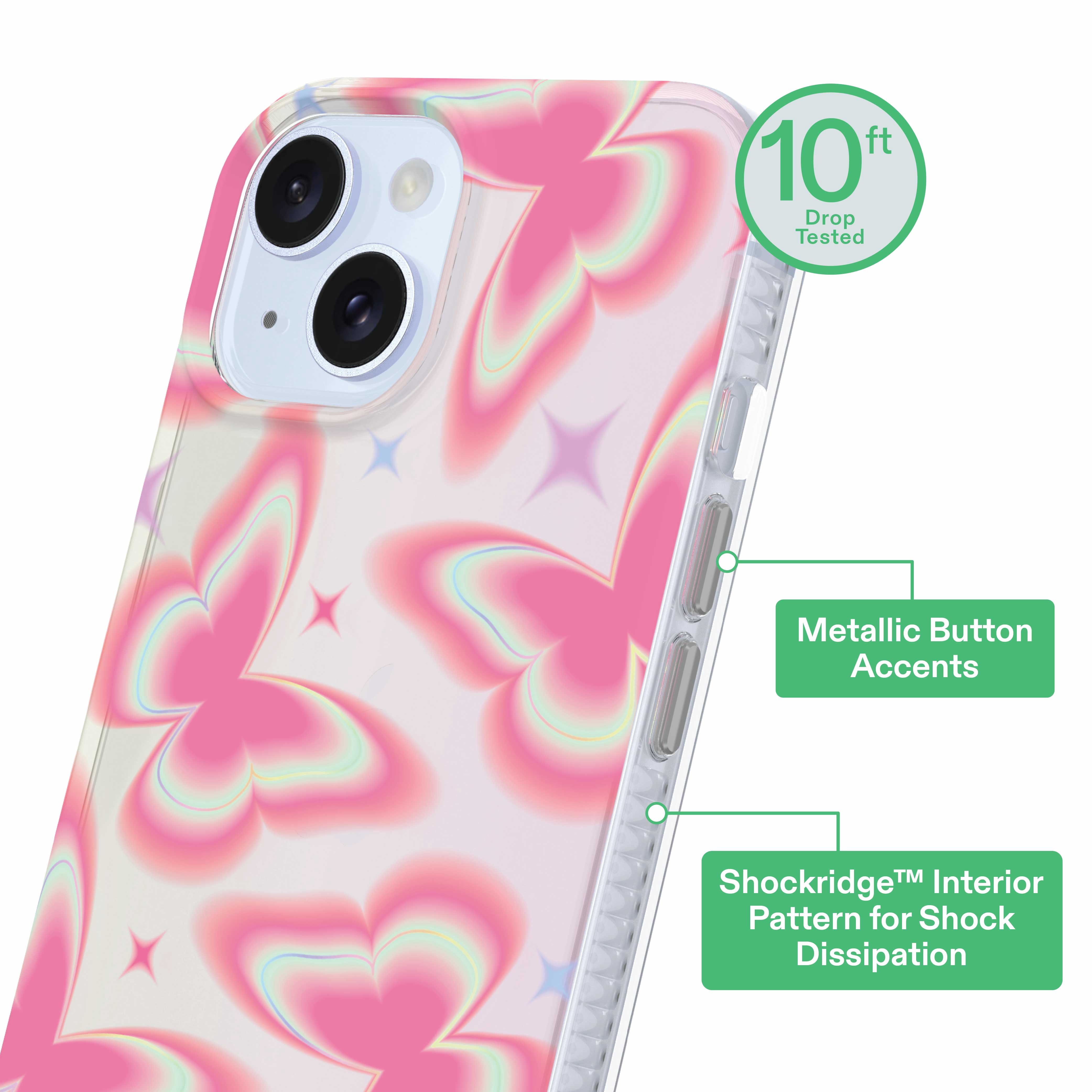 onn Retro Butterfly Phone Case for iPhone 17e / iPhone 16e / iPhone 15 / iPhone 14 / iPhone 13