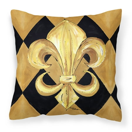 Black And Gold Fleur De Lis New Orleans Fabric Decorative Pillow