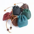 thumbnail image 4 of Miangastore Mini Leather Storage Bag Vintage Coin Pouch Simple Change Bag Multifunction Key Bag (Light Brown), 4 of 8
