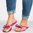 thumbnail image 3 of Modisza Studded Jellies Flip Flops Sandals with Bow Summer Beach Flat Thong Slide Sandal Slip on Rivets Slippers Shoes Pink 8.5, 3 of 6