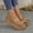 Khaki, variant on Mary Jane Shoes Women Casual Round Toe Fashion Bow Deco Wedge Platform Heel Non Slip Flats Versatile Slip On Comfortable Outdoor Dress Shoes
