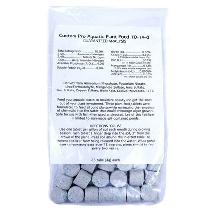 Custom Pro 10-14-8 Lily & Aquatic Pond Plant Food Fertilizer for Water Gardens - 25 Tablets