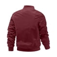 thumbnail image 3 of Homeyce Men's Lightweight Jacket Bomber Windbreaker Zip Up Jacket Coat with Pocket Lightweight Spring Fall Casual Coats Stand Collar Dress Business Outwear,Red 5XL, 3 of 3
