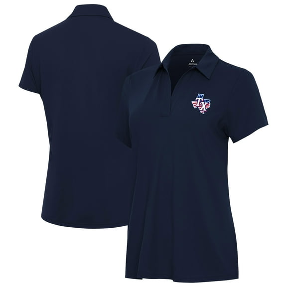 Women's Antigua Navy Texas Rangers Independence Day Patriotic Logo Era Polo