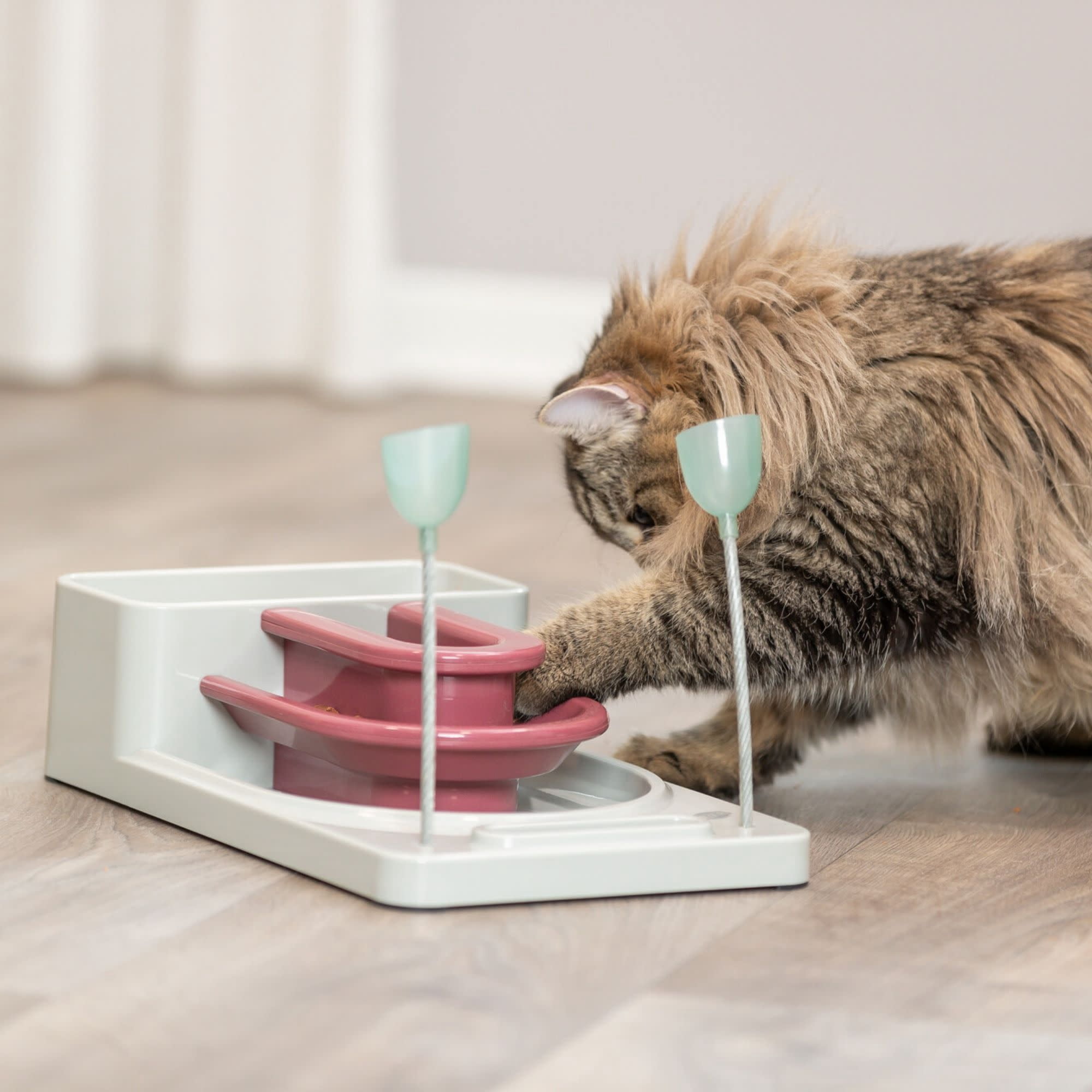 TRIXIE Fantasy Board Strategy Game for Cats, Puzzle Toy, Treat Dispenser, Interactive Play, Mauve/Mint