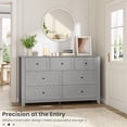 thumbnail image 3 of Grey 7 Drawer Dresser for Bedroom, 54" Wide Large Dresser with Deep Drawers & Metal Knobs, Modern Wooden Chests of Drawers for Entryway, Hallway, 3 of 7