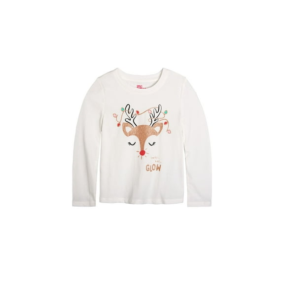 Epic Threads Little Girls Holiday Reindeer Tee Angel White 5