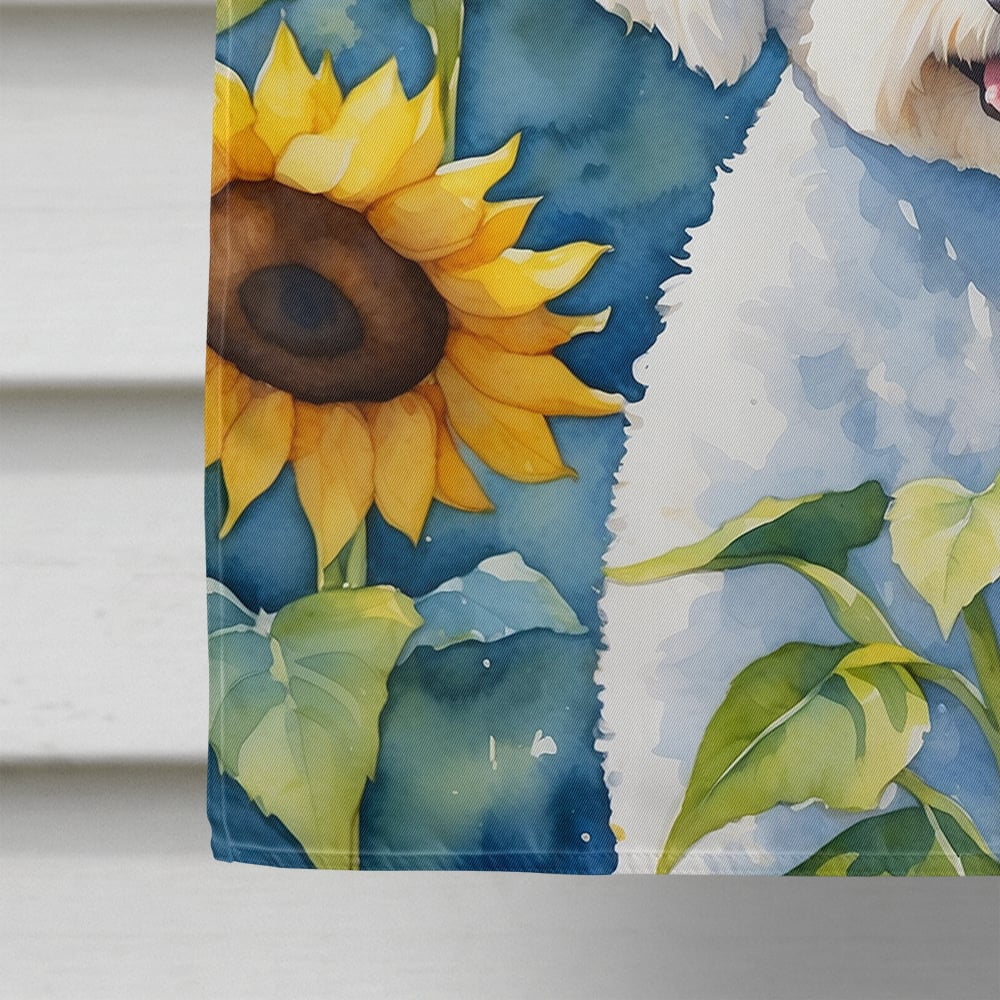 Yorkshire Terrier in Sunflowers House Flag