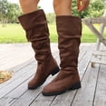 thumbnail image 2 of FRSASU Women's Fashion Casual Winter Style Round-Toe Thick-Heeled Low-Heeled Mid-Calf Boots Brown, 2 of 9