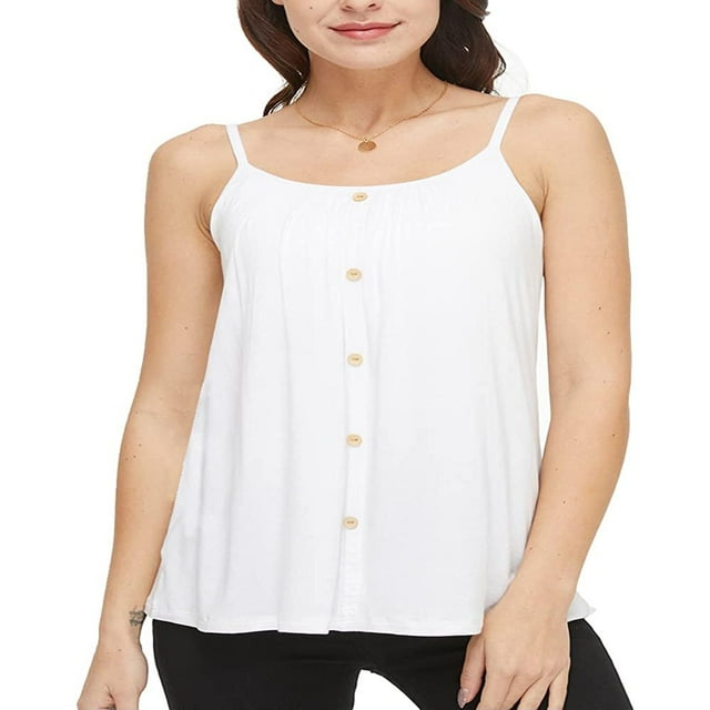 CHUANK Débardeurs avec Soutien-Gorge Intégré pour Femmes Bretelles Spaghetti Réglables Débardeur Sans Manches Été