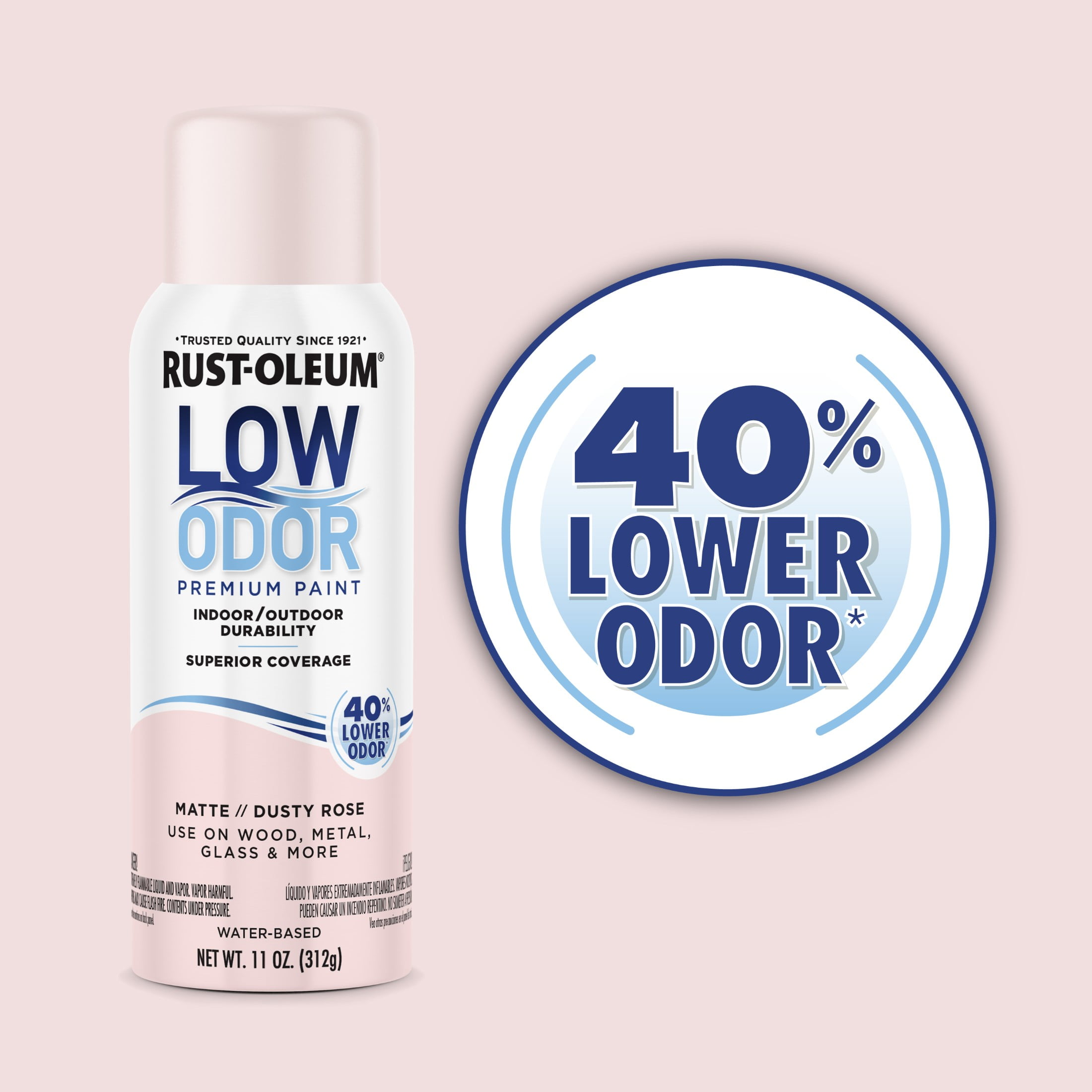 (2 pack) Dusty Rose, Rust-Oleum Low Odor Premium Matte Spray Paint-388273, 11 oz