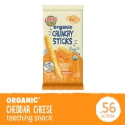 (2 pack) Earths Best Organic Teething Crunchy Sticks Cheddar Cheese Puffed Baby Snack, 0.56 oz Bag