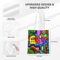 thumbnail image 4 of DouZhe Reusable Grocery Bags, Funny Cute Colourful Monsters Lightweight Polyester Canvas Cloth Tote Bag for Travle Gym Shopping School, 15" x 16", 4 of 7
