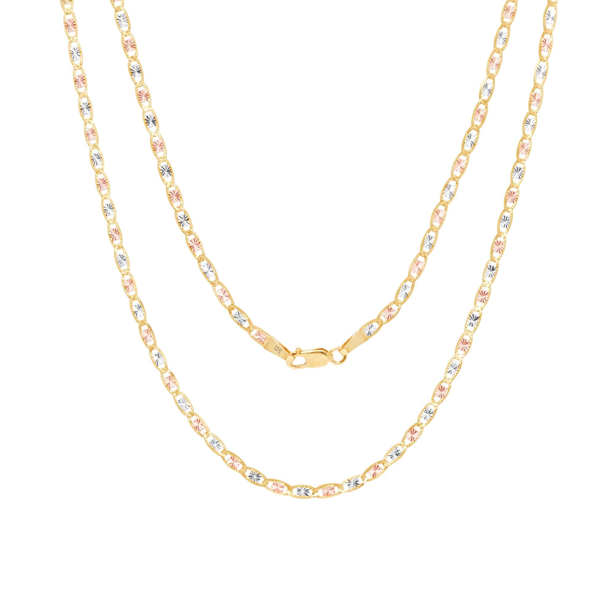 Nuragold 10k Real Yellow Rose White Gold Solid Valentina 2.5mm Anchor Link Chain Bracelet or Anklet (7"-9") Dainty Italian Jewelry for Women