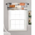 thumbnail image 3 of Burnt Orange Grey Kitchen Valances for Windows Farmhouse Linen Window Valance Curtain for Living Room Window Treatment Modern Abstract Oil Painting Valance Rod Pocket Topper Drape, 42 x 18 Inch, 3 of 6
