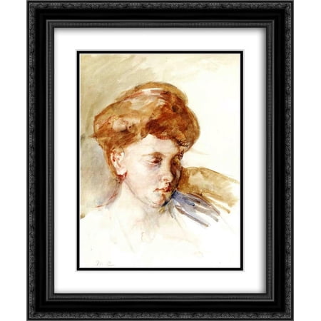 Mary Cassatt 2x Matted 20x24 Black Ornate Framed Art Print 'Head of a Young Woman'