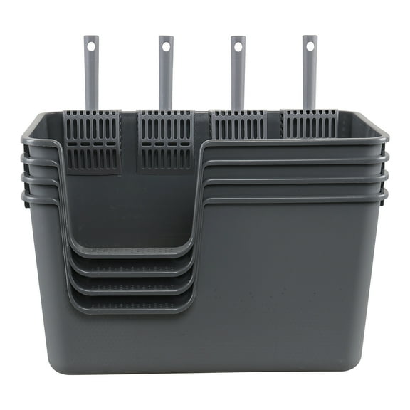 Vcansay 4-Pack Large Cat Litter Box with High Sides, High Sided Kitty Litter Pan, Gray