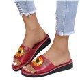 thumbnail image 4 of Sandalias de verano para mujer, zapatos informales para mujer, pantuflas ligeras con bordado de girasol Wmkox8yii ytu9426, 4 of 9