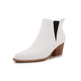 thumbnail image 3 of Wooden Heel Short Chelsea Ankle Boots (White, 9), 3 of 4