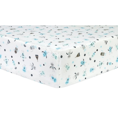 Robots Deluxe Flannel Fitted Crib Sheet Walmart Com