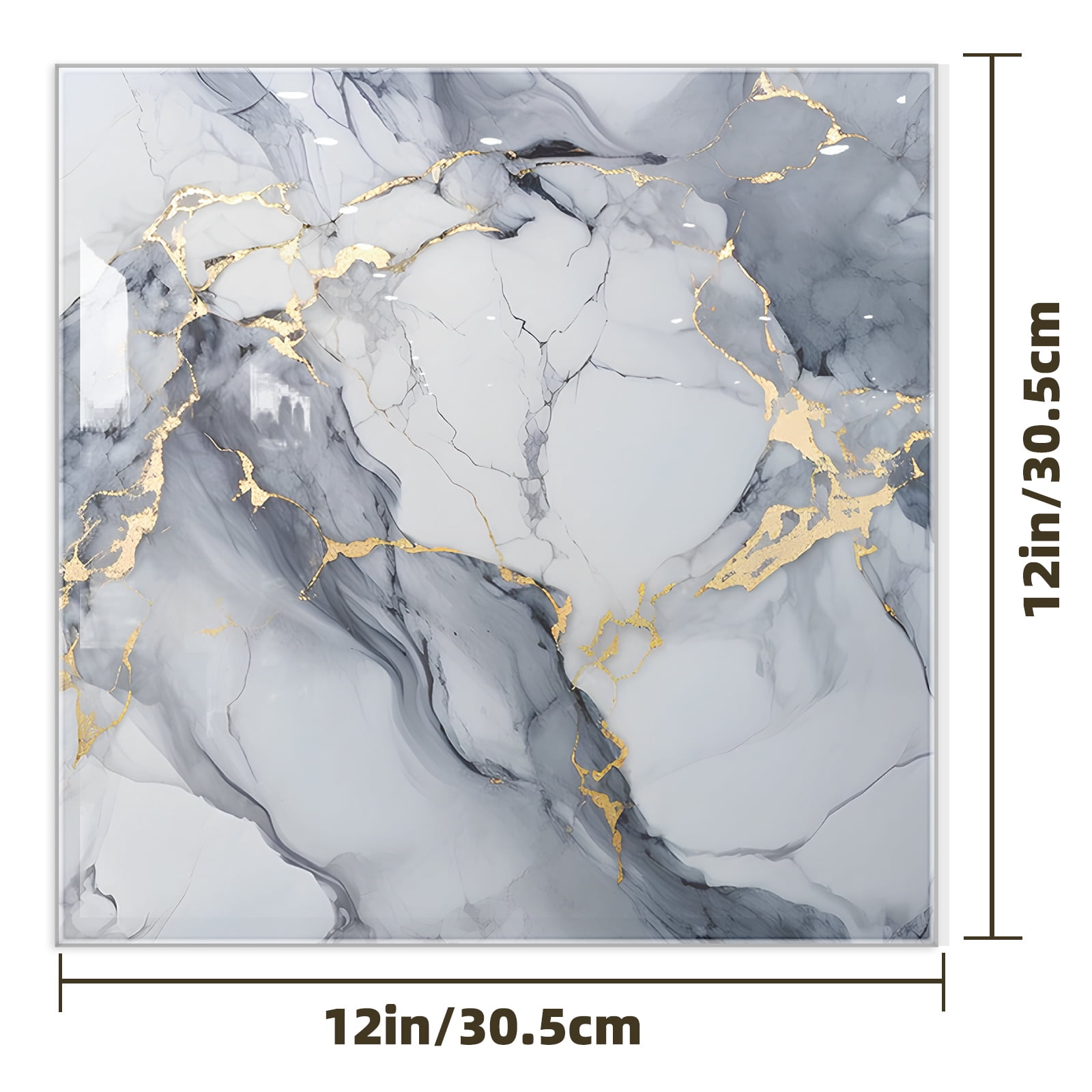 DEWOO 10pcs Peel and Stick Backsplash Wall Tile, Waterproof Peel and Stick Marble Wall Tiles, Self-Adhesive Panels for Bathroom, Kitchen, and Living Room (Dark Gray Marble,12"×12")