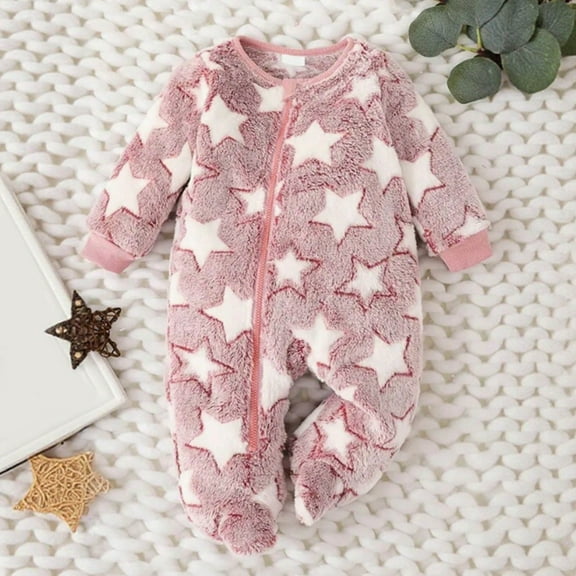 Toddler Jumpsuit Star Onesie Baby Long Sleeve Zipper Romper Girls Cartoon Jumpsuit Baby Snow Suit Fall Girl Clothes 0-1 Months