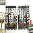 thumbnail image 3 of Autumn Pumpkin Curtains,Rustic Country Farmhouse Fall Floral Black White Buffalo Check Plaid Tree Rustic Plank Wooden Decor Fabric Window Drapes Treatmen for Bedroom Living Room 42x84in,2 Panel Set, 3 of 6