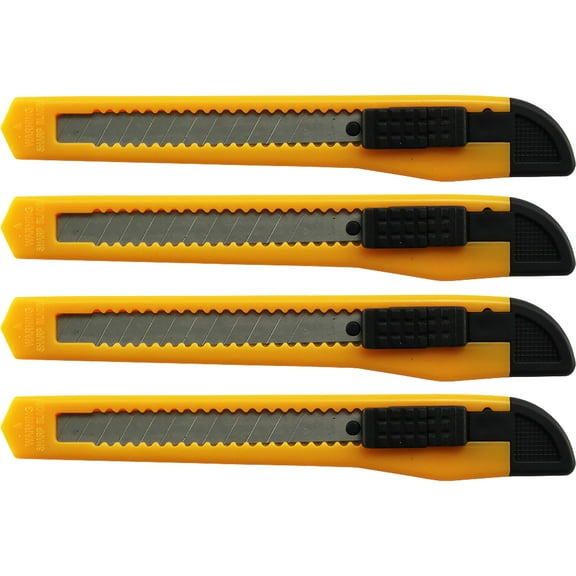 4 UTILITY KNIFE SET BOX CUTTER SNAP-OFF RAZOR BLADES