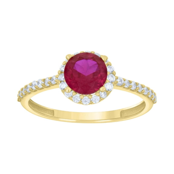 10kt Real Yellow Gold Womens Pink White Cubic-Zirconia Fashion Ring