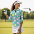 thumbnail image 4 of Uorisanigo Easter Egg Women's Golf Top Fashion Versatile Moisture Wicking Casual Tennis Activewear Quarter Zip 3/4 Roll Sleeve Workout Sports Comfortable Outing Wear Size S, 4 of 7