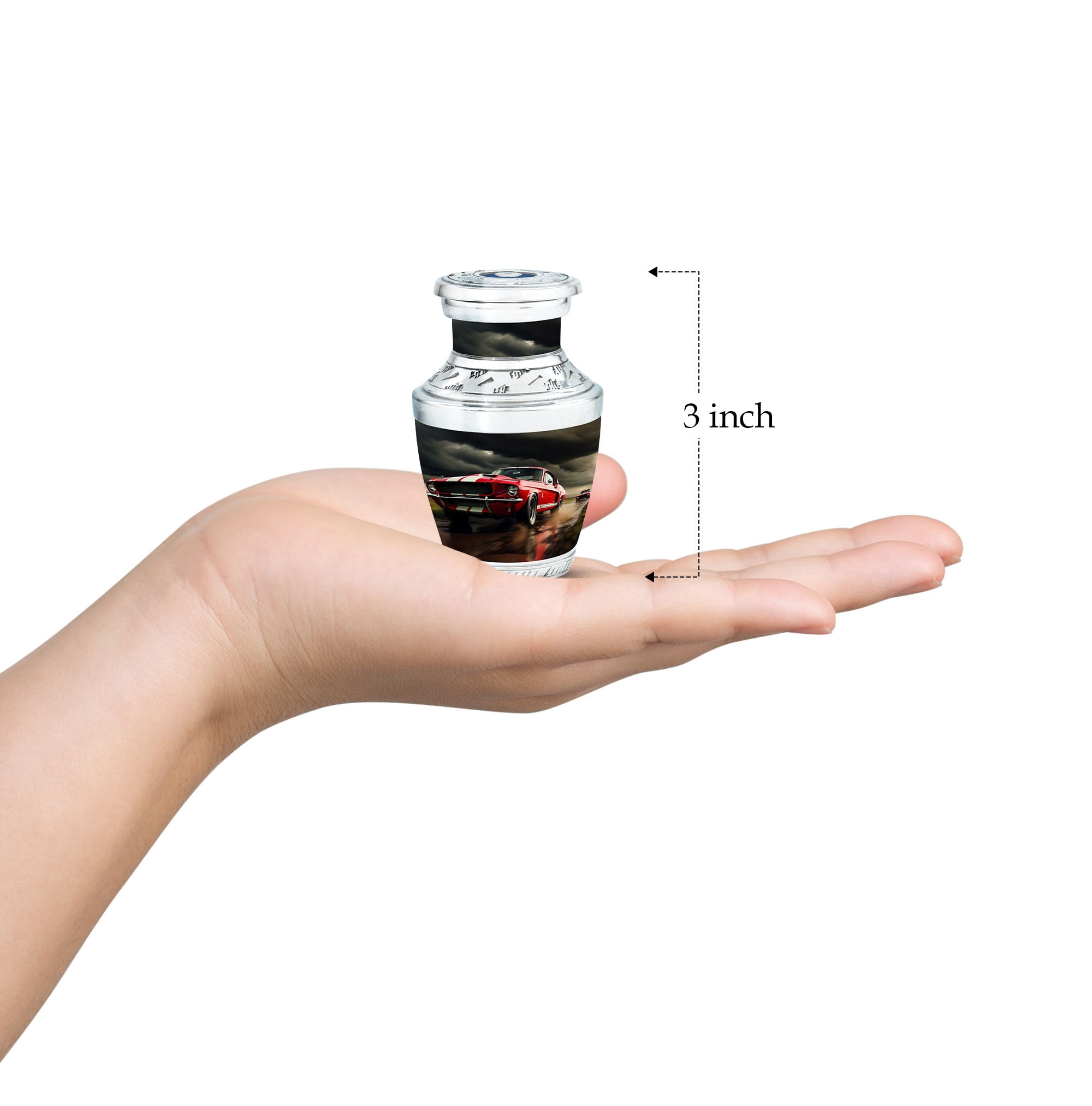 Classic Muscle Cars Racing Harmony's Rest - Mini Urn for Serene Tribute - Tiny Keepsake for Ashes - Funeral Urns For Human Ashes - Memorial Urns 3 Inch, 1 Pc