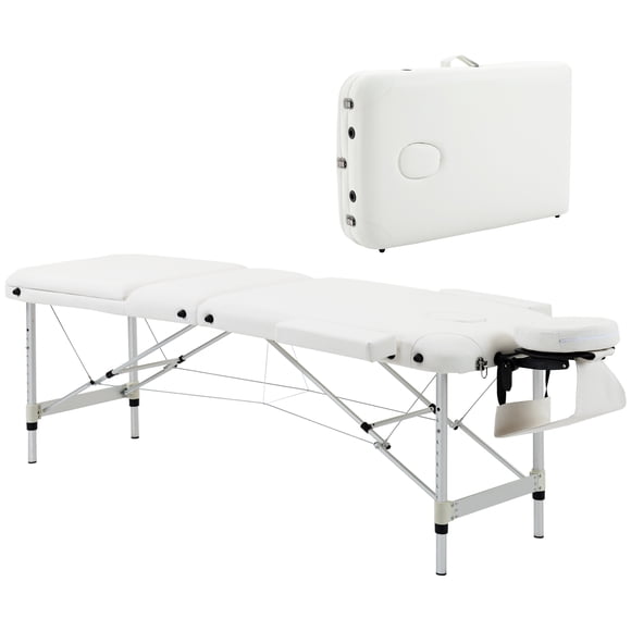 HOMCOM 3 Section Foldable Massage Table Professional Salon Facial Couch Bed