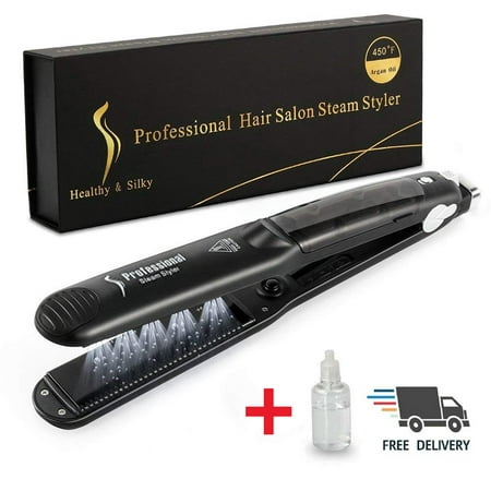 Professional Steam Style Hair Straightener Argan Oil Vapor Titanium Flat (Best Flat Iron For Damaged Hair 2019)