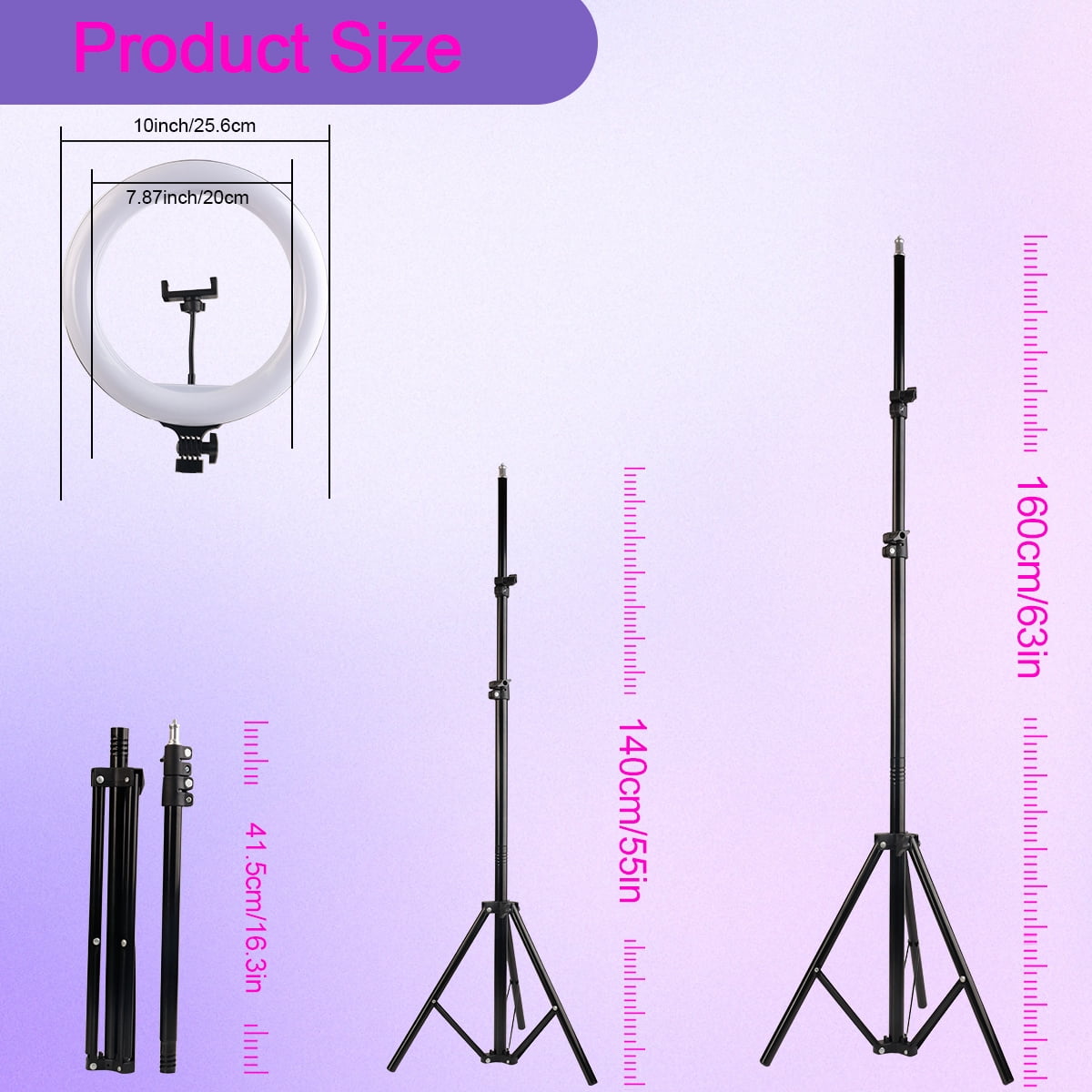 10-inch adjustable RGB LED ring light with a 63-inch telescoping stand—featuring stepless dimming, ideal for professional Zoom meetings in low-light environments