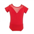 thumbnail image 2 of Baozhu Girls' Thin Short Sleeve Ballet Gymnastics Leotards Cotton Slim Brathable Dance Bodysuit Solid Patchowrk Temperament Dancewear, 2 of 5